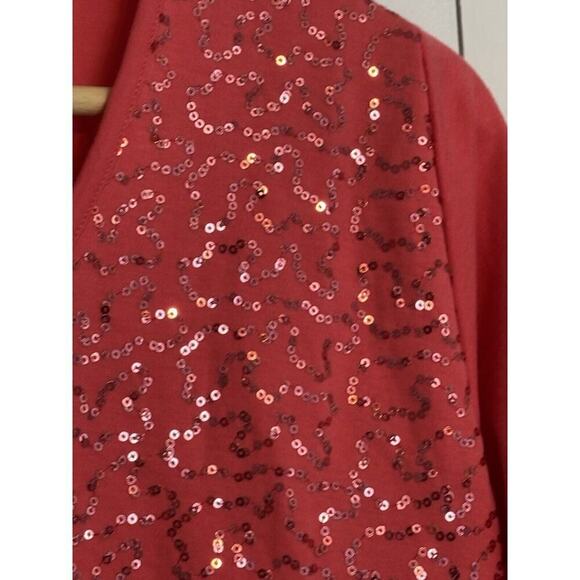 Quacker Factory Pink Sequin Short Sleeve Lightweight Sweater XL Fancy - Picture 3 of 6